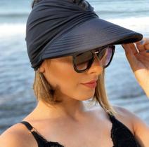 Viseira Feminina De Praia Turbante Uva E Uvb Fps 50+ preta
