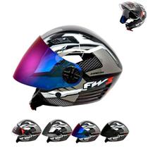 Viseira Moto Aberto Várias Cores + Capacete Fw3 X Open Up Fox GRAFITE - Fw3