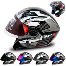 Viseira Moto Aberto Várias Cores + Capacete Fw3 X Open Up Fox GRAFITE - Fw3