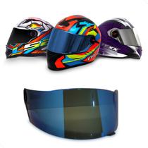 Viseira Para Capacete Motociclista- LS2 Modelos FF358 FF396 Helt Strada Txx Action FW3 Modelos GTX - Cores: Cromada, Fumê, Dourada, Azul, Camaleão