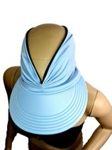 Viseira Turbante Com Proteção solar 50+ Dupla face (Azul bebê com Preto)