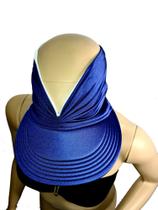 Viseira Turbante Com Proteção solar 50+ Dupla face (Azul marinho com branco)