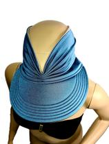 Viseira Turbante Com Proteção solar 50+ Dupla face (Azul petróleo com nude)