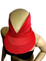 Viseira Turbante Com Proteção solar 50+ Dupla face (Vermelho com branco)