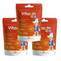 Vitacin Kids Laranja 30Mg c/25 Pastilhas Gomas Kit c/ 3un