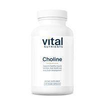 Vital Nutrients Choline 550 mg Suplementos veganos de colina 100% RDA para desenvolvimento neurológico e saúde* Sem glúten, laticínios e soja Sem transgênicos 120 cápsulas