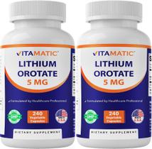 Vitamatic Ororato de Lítio 5mg 240 Cápsulas Vegetais Pacote com 2