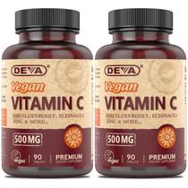 Vitamin DEVA Vegan C 500 mg con Zinc y Saúco 90 tabletas Pack de 2 Vitamin DEVA Vegan C 500 mg con Zinc y Saúco 90 tabletas Pack de 2