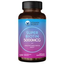 Vitamin World Super Biotin 5000 mcg 120 cápsulas sem glúten Vitamin World Super Biotin 5000 mcg 120 cápsulas sem glúten