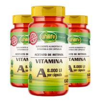 Vitamina A Retinol 60 cápsulas de 500mg Kit com 3 Vitamina A Retinol 60 cápsulas de 500mg Kit com 3