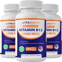 Vitamina B12 1000 mcg Tabletes de Dissolução Rápida 3x365 Unidades