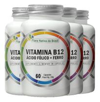 Vitamina B12 Ácido Fólico E Ferro 4x60 Cápsulas Flora Nativa