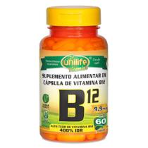 Vitamina B12 Cianocobalamina 60 Cápsulas Vegetarianas - Unilife Vitamina B12 Cianocobalamina 60 Cápsulas Vegetarianas - Unilife