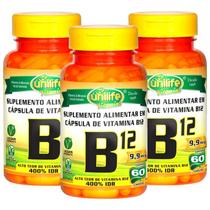 Vitamina B12 Cobalamina Vegana 60 cápsulas de 450mg Kit com 3