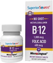 Vitamina B12, metilcobalamina, 1000 mcg, comprimidos microlinguais, 60 ct - Superior Source