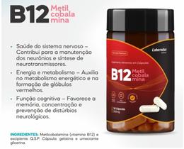 Vitamina B12 Metilcobalamina 500mg Alta Concentração Labornatus 30caps Vitamina B12 Metilcobalamina 500mg Alta Concentração Labornatus 30caps