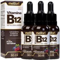 Vitamina B12 Metilcobalamina Em Gotas 3 Frascos De 30ml Rápida Absorção Sabor Frutas Vermelhas