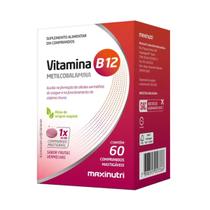 Vitamina B12 Metilcobalamina Mastigáveis (60 Comp) Maxinutri Sabor Vegan Frutas vermelhas