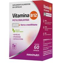 Vitamina B12 PLUS ( Metilcobalamina + Ferro + Ácido Fólico ) 60 cápsulas - Maxinutri Vitamina B12 PLUS ( Metilcobalamina + Ferro + Ácido Fólico ) 60 cápsulas - Maxinutri