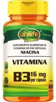 Vitamina B3 Niacina 500mg 100% Puro 60 Caps Vegana Unilife