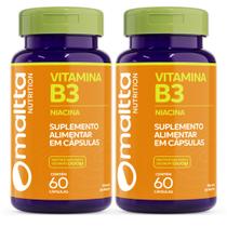 Vitamina B3 Niacina 60caps 1 ao dia Maltta Kit 2 Frascos Vitamina B3 Niacina 60caps 1 ao dia Maltta Kit 2 Frascos