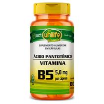 VITAMINA B5 ÁCIDO PANTOTÊNICO - 60 Cápsulas 500mg UNILIFE VITAMINA B5 ÁCIDO PANTOTÊNICO - 60 Cápsulas 500mg UNILIFE