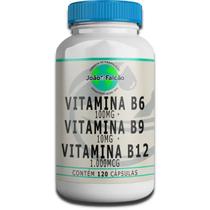 Vitamina B6 100Mg + Vitamina B9 10Mg + Vitamina B12 1.000Mcg - 120 Cápsulas - João Falcão