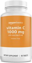 Vitamina C 1000mg com Rose Hips 5mg, 90 tab, Amazon Elements