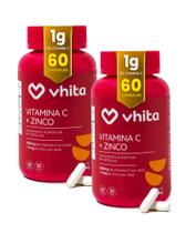 Vitamina C 1000mg e Zinco Com Alta Concentração e Mais Imunidade 60 cápsulas Vhita 2 unidades