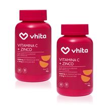 Vitamina C 1000mg e Zinco com alta concentração e mais imunidade Vhita - 60 cápsulas ( 2 unidades)