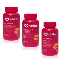 Vitamina C 1000mg e Zinco com alta concentração e mais imunidade Vhita - 60 cápsulas ( 3 unidades)