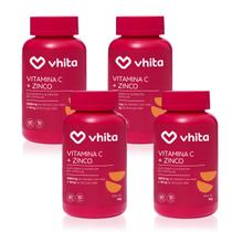 Vitamina C 1000mg e Zinco com alta concentração e mais imunidade Vhita - 60 cápsulas ( 4 unidades)