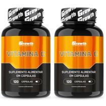 Vitamina C 120 Cápsulas Imunidade Growth Supplements Kit 2 Potes Vitamina C 120 Cápsulas Imunidade Growth Supplements Kit 2 Potes