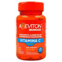 Vitamina C 60 Comprimidos Mastigáveis Sabor Laranja Sem Açúcar Aceviton