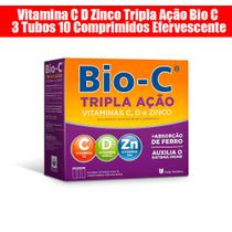 Vitamina C D Zinco Tripla Ação Bio C 3 Tubos 10 Comprimidos Efervescente