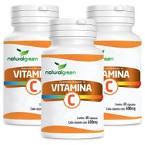 Vitamina C Kit 3 Unidades Natural Green 180 Cápsulas 600Mg