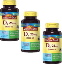Vitamina D-3 Nature Made 1000 UI 100 comprimidos (pacote com 3)