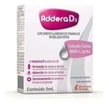 Vitamina D Adde 600ui Gotas 5ml - Sem Sabor - Adder