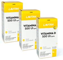 Vitamina D em Gotas 500ui Lavitan sabor Limão Kit com 3 un