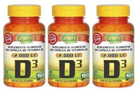 Vitamina D3 2.000 Ui Colecalciferol Unilife 60 Cáps Kit 3 unidades