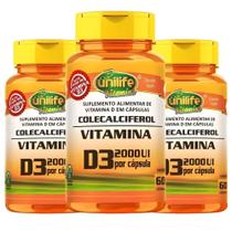Vitamina D3 2000 U.I. Colecalciferol 60 cápsulas de 470mg Kit com 3