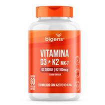 Vitamina D3 2000ui + K2 Mk7 Óleo de Oliva Bigens 60 Capsulas