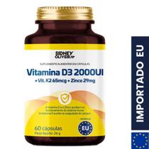 Vitamina D3 2000ui+vitamina K2 65mg+zinco 29mg 60 cápsulas União Europeia