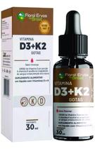 Vitamina D3 2000ui Vitamina K2 MK7 140 mcg Original Frasco de 30 ml Floral Ervas