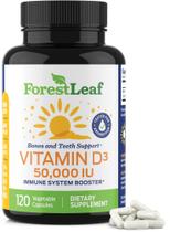 Vitamina D3 50.000 Suplemento semanal de UI - 120 Cápsulas de Vitamina D-3 vegetais para ossos, dentes e suporte imunológico - por ForestLeaf