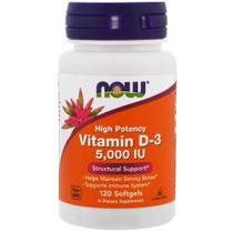 Vitamina D3 5000 Ui 120 Cápsulas - Now Foods - Importada - sku 2158