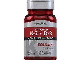 Vitamina D3 5000 UI + K2 100mcg MK-7 180Softgels Importado - Piping Rock