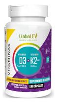 Vitamina D3 E K2 60 Cápsulas Linho Lev