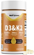 Vitamina D3 e K2 NutriSphere 10.000 UI + 200 mcg 365 cápsulas gelatinosas