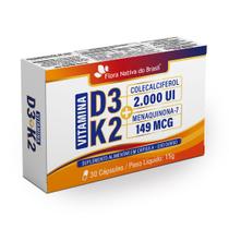 Vitamina D3 K2 2000ui 30 cápsulas Flora Nativa do Brasil Vitamina D3 K2 2000ui 30 cápsulas Flora Nativa do Brasil